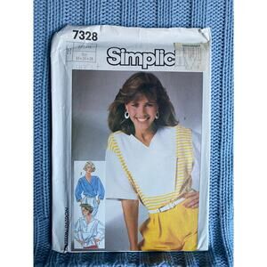 Simplicity 7328 Sewing pattern pullover top 1980s size 6 8 10
